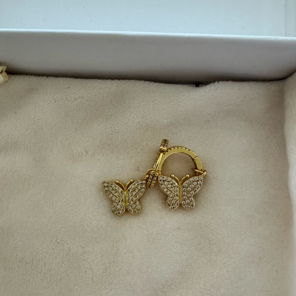 Gold butterfly diamond earrings